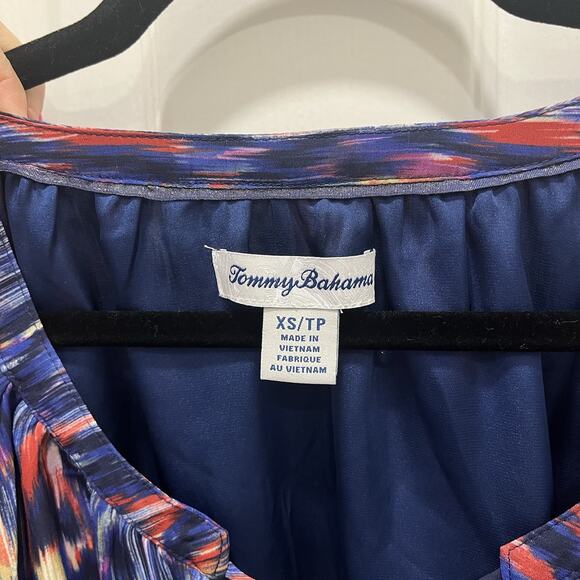 Tommy Bahama Midi Dress XS Cruise Resort Boho Long Sleeve Patriotic Ikat Artsy - Picture 5 of 14